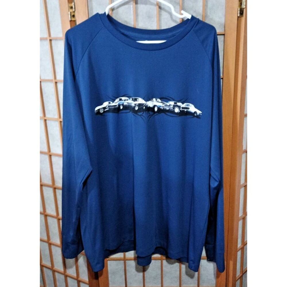 Solar Gear Long Sleeve Muscle Car Graphic Shirt XXL Blue Performance Tee